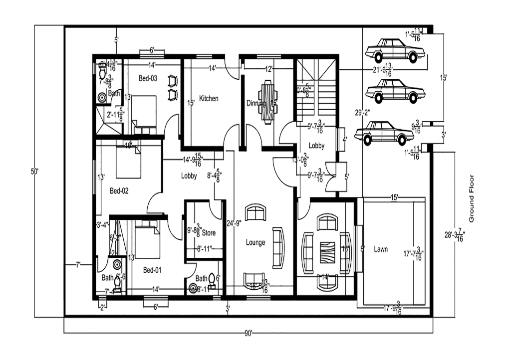 AutoCAD 2D Floor Plan Designs